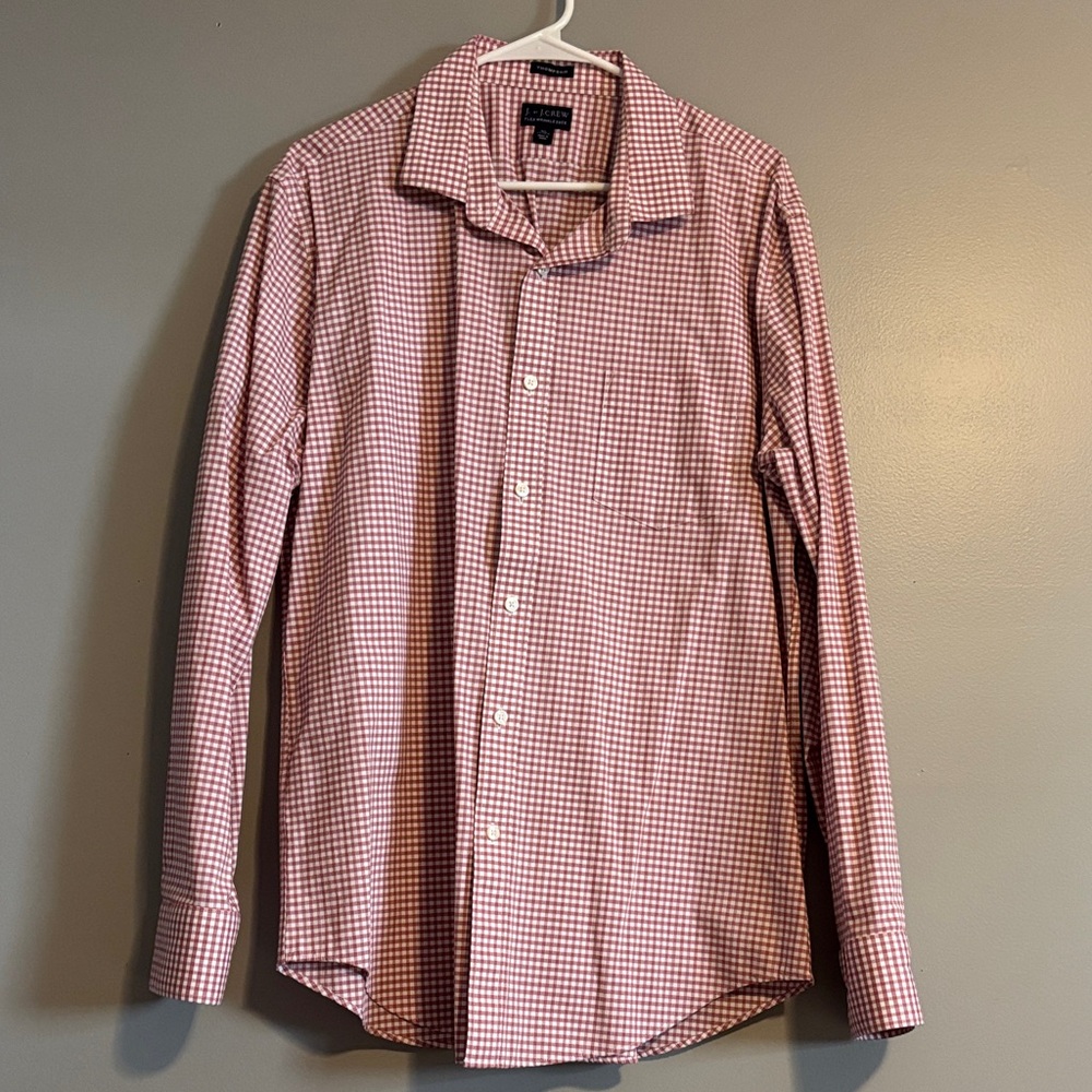 J. Crew Men's Red Gingham Button Down Shirt